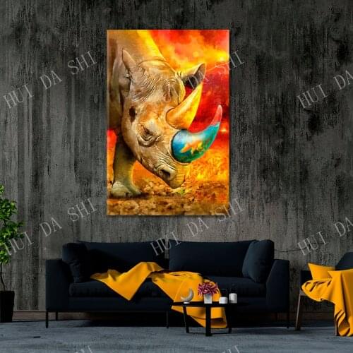 Rhino Artwork Canvas Print, Rhinoceros Modern Wall Art