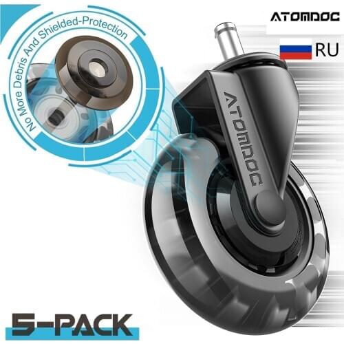 ATOMDOC 5pcs/set 3" 11mm Office Chair Caster Wheel Standard Replacement Casters Rubber Soft Safe Roller Furniture Wheel Hardware