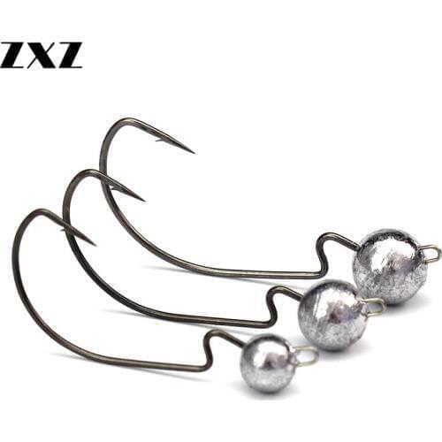 100PCS Crank Lead Head Jig Sharp Worm Hooks 3.8g/7.5g/10.5g Jig Heads Hooks Artificial Bait Worms Soft Lure Fishing Accessories
