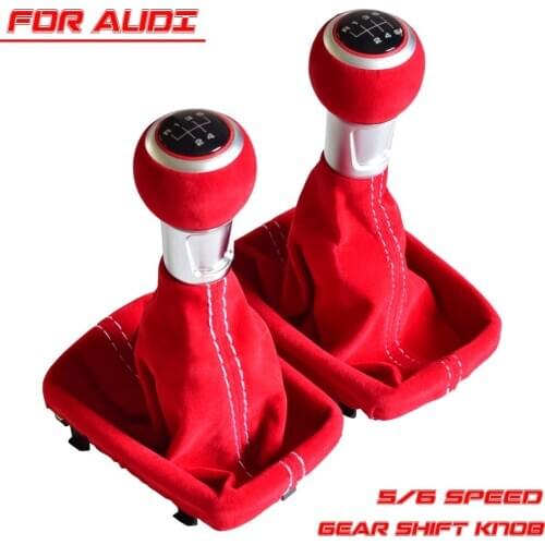 5 6 Speed ABS+Suede Leather Gear Shift Shifter Knob Lever Gaiter Boot Cover Fit For Audi A3 S3 2001 2002 2003 Car Accessories