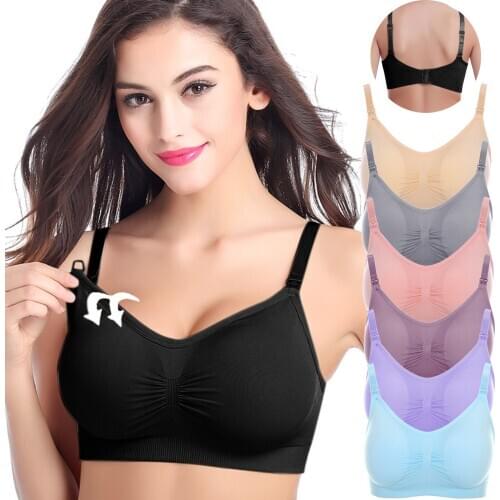 Sexy Push Up Bra Woman Sports Plus Size Pregnant Womens Plain Solid Color Bra Maternity Nursing Bras Vest Tops
