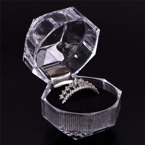 1PC Elegant Jewelry Package Ring Earring Box Portable Acrylic Transparent Wedding Packaging Jewelry Box