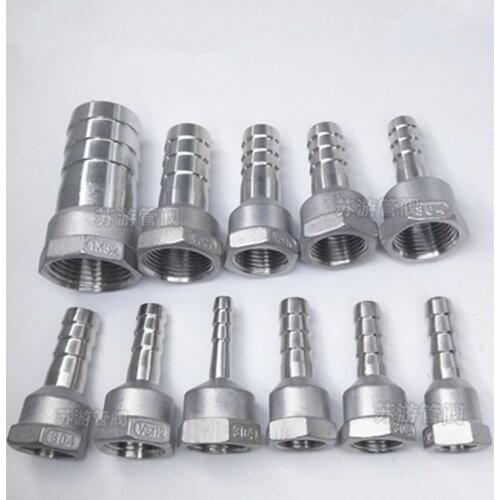6mm 8mm 10mm 12mm 14mm 15mm 16mm 20mm Hose Barb x 1/4" 3/8" 1/2" 3/4" 1" BSP Female 304 Stainless Steel Nipple Pipe Fitting