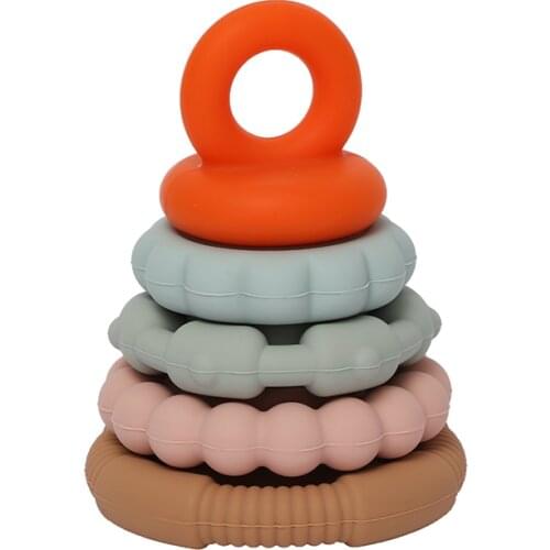 Silicone Stacker Block Kid DIY Educational Toy BPA Free Silicone Teether Toys for Kids Toddler Food Grade Silicone