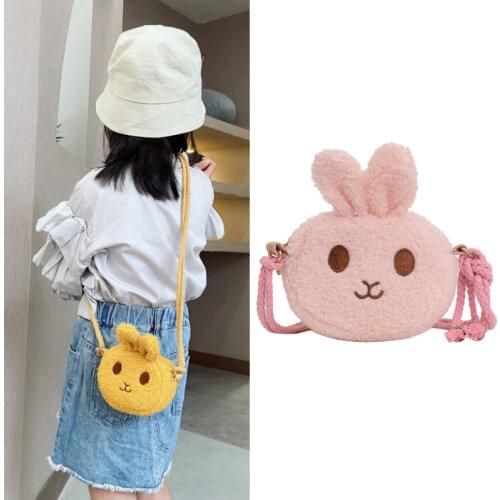 2021 New Plush Bunny Baby messenger bag Korean cute girls shoulder bag childrens wallet Clothing accessories