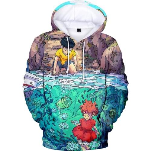 Animation Ponyo On The Cliff 3D Print Anime Hoodies Fashion Casual Sweatshirt Harajuku Boy/girls Oversized Hoody