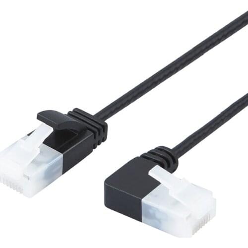 Ultra Slim Cat6a Ethernet Left Angle UTP Network Patch Cable Cat 6a (Category 6), Black
