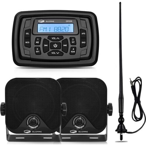Waterproof Marine Audio Stereo Bluetooth Boat Radio FM AM Receiver Car MP3 Player+4" Marine Speaker+Antenna For ATV RV Motorcycl