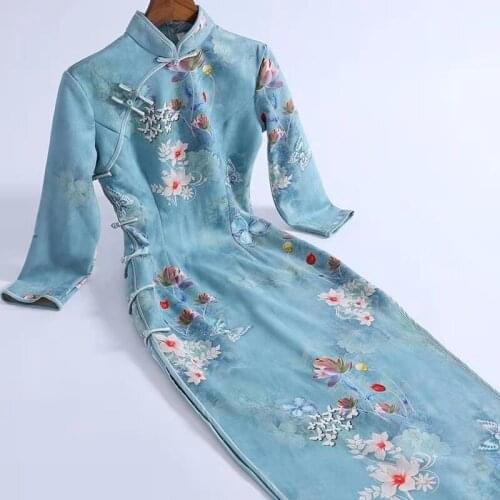 Women New Summer Vintage Chinese Costume Plus Size 2XL Female Elegant Slim Cheongsam Dress Modern 2021 Chinese Clothes