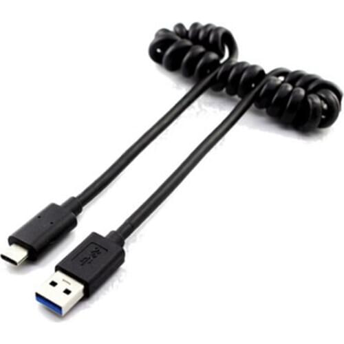 1M USB 3.1 Type C Spring Retractable Line High Speed USB Type-C Male to Male USB 3.0 Transfer Date Cable