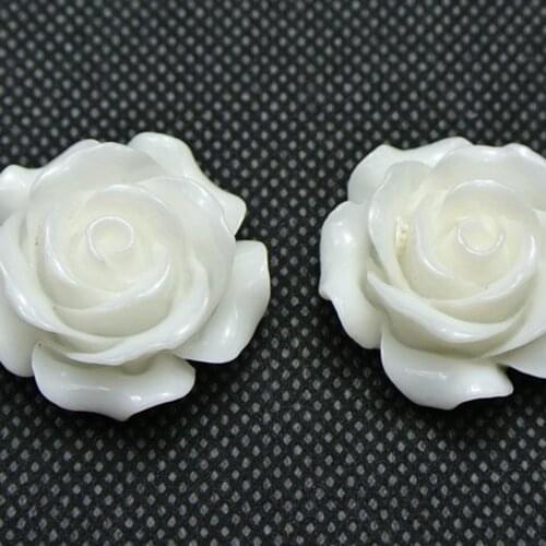 10 Pure White Flower Flatback Resin Cabochon 28mm DIY Embellishments