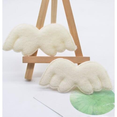 10Pcs/lot White Double Sided Angel Wing Shape Padded Applique for Kid Baby Shoe Cloth Leggings Decor Accessory Furry Felt Patch
