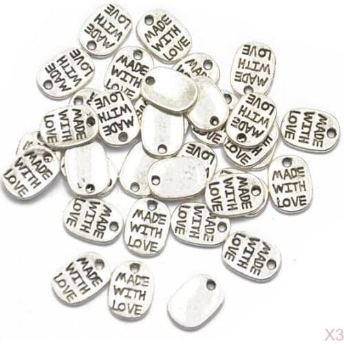 150 Pieces Ellipse 'MADE WITH LOVE' Charms Pendants Connectors for DIY Necklace Jewelry Findings 0.43x 0.31 inch