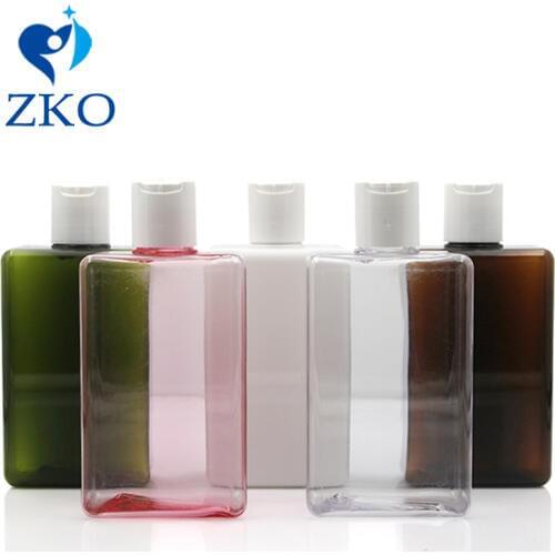 5pcs 300ml PETG Disc Cap Free Shipping Empty Refillable Portable Emulsion Essential Oil Liquid Container Squeeze Square Bottle