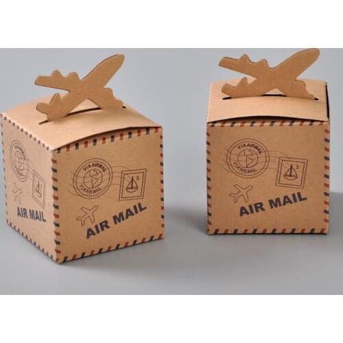 50pcs Aircraft Favor Box Party Favor Candy Box Kraft Paper with for Wedding Travel Themed Party Bridal Shower Decoration
