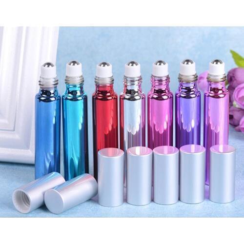 500pcs 10 ml Empty perfume bottle with roller ball, 10cc glass essential oil roll on container new