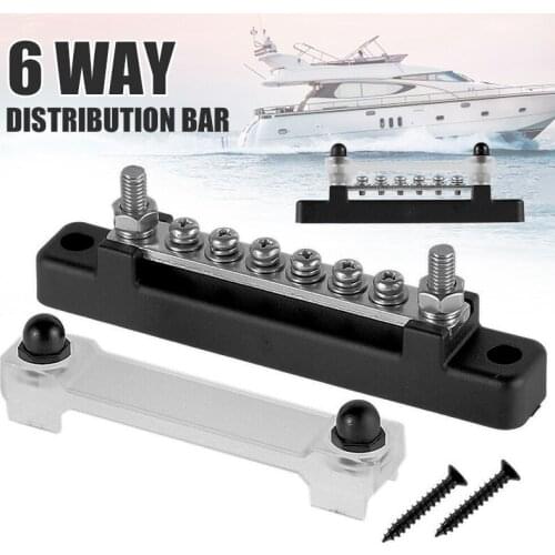 6 Terminal Distribution Bus Bar Auto Boat Distribution Block Bar With Stainless Steel Nuts And Screws Terminal Blocks