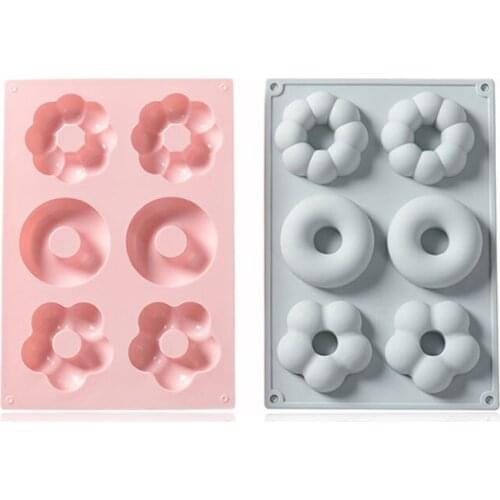 6 holes and 3 groups of different shapes of donut silicone mold DIY chocolate candy cake decoration tool kitchen baking mold