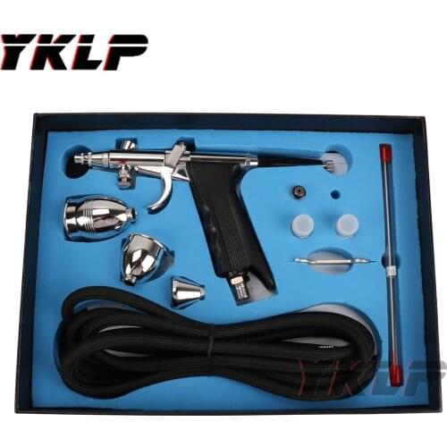 Gravity Feed Type Double Action Air Brush Kit Spray Gun With 2cc/5cc/13cc Cup