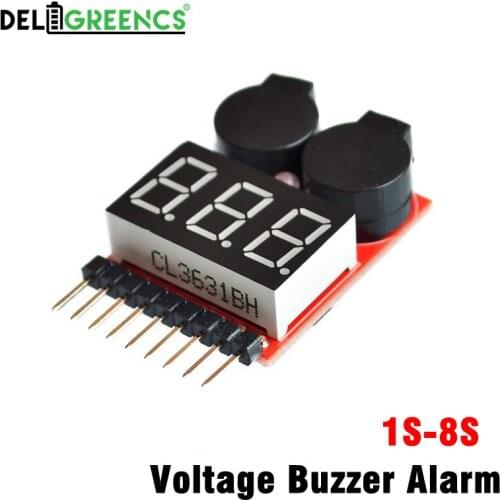 AOK 1S-8S Li-po Battery Low Voltage Buzzer Alarm Indicator Voltage Tester for 4S 8S LiFePO4 Battery pack LiNCM LiPO