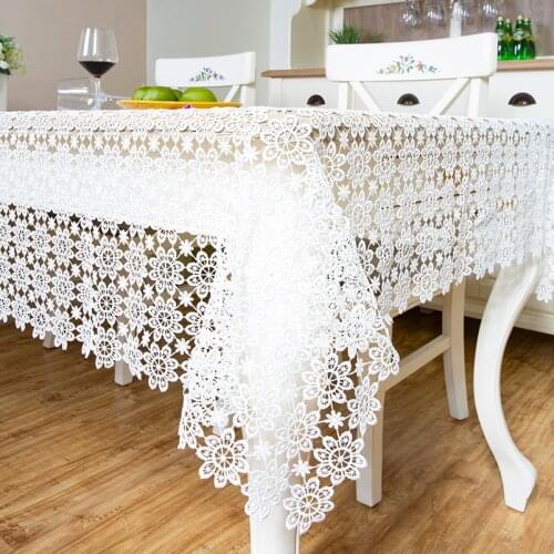 White Lace Embroidery Dinning Decorative Table Cover Sofa Cover Tablecloth Wedding/ Party/ Home/ Hotel/ Garden Soft Touch