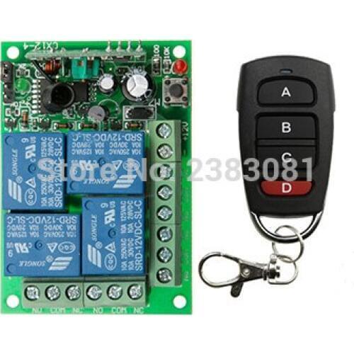 DC12V 4CH RF Wireless Remote Control System teleswitch transmitter + receiver universal gate remote control /radio receiver
