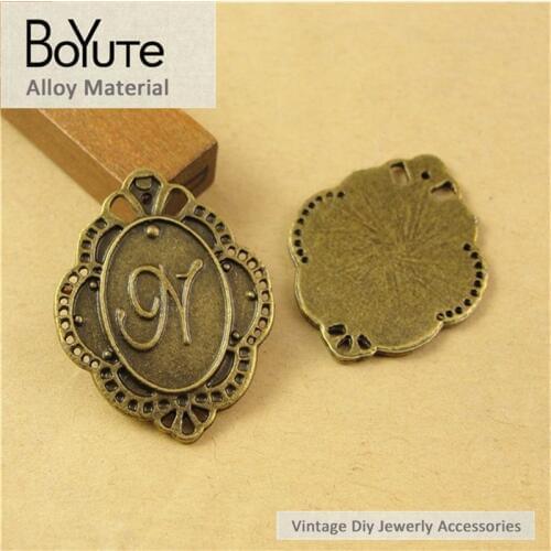 BoYuTe (60 Pieces/Lot) 30*23MM Vintage Alphabet N Wholesale Antique Bronze Alloy Material Pendant Diy Jewelry Components