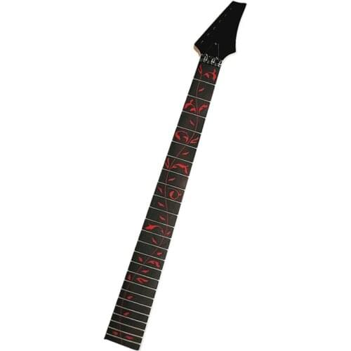 Disado 24 Frets maple Electric Guitar Neck rosewood fingerboard inlay red tree of life black headstock Guitar accessories parts