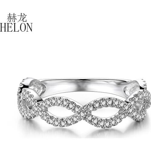 HELON Sterling Silver 925 Pave 0.33ct Genuine Natural Diamonds Engagement Wedding Ring For Women Birthday Anniversarry Best Gift
