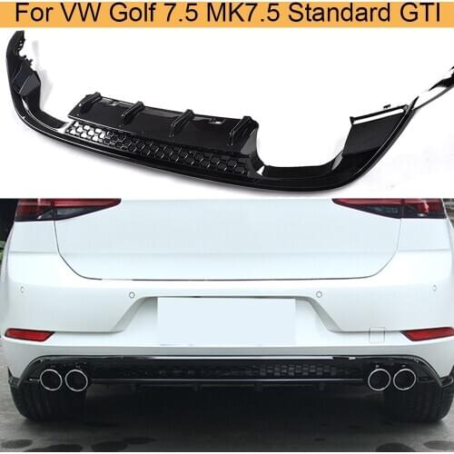 Carbon Look Rear Bumper Diffuser Lip For VW Golf 7.5 MK7.5 Standard GTI 2017 2018 Four Outlet Rear Diffuser Lip Spoiler Black PP