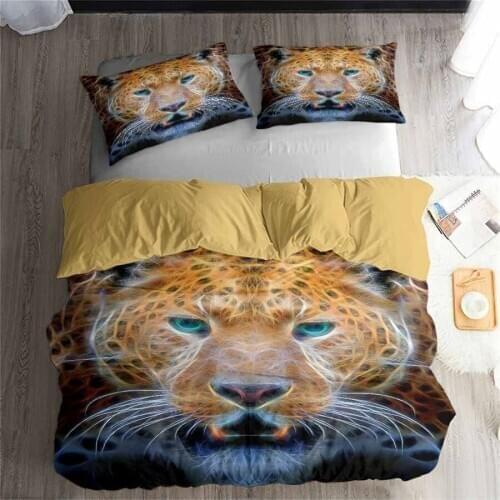 3D Bedding Set Leopard head Print Duvet cover set Twin queen king bedclothes with pillowcases bed set home Textiles #2