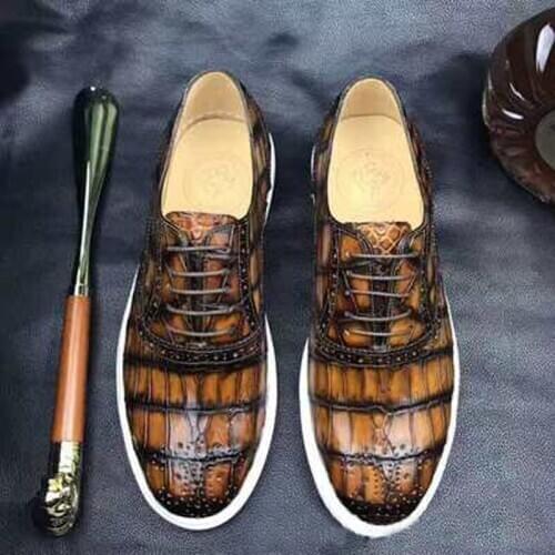 Chue male crocodile men shoes genuine crocodile leather male breathable board shoes bullock carve men shoes