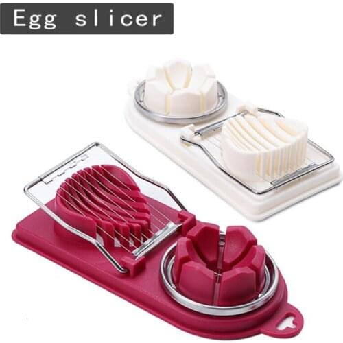 Kitchen Multi-function Egg Cutter Fruit and Vegetable Two-in-one Slice Cut Flower Slicer Egg Stainless Steel Dual-use Slicer