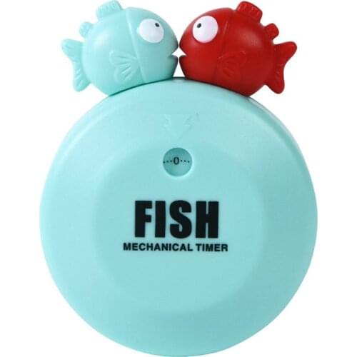 Cute Fish Timer Time Manager Mechanical Clockwork Kitchen Timer Time Reminder, Multi-purpose Fridge Magnet Sticker Clock Timer