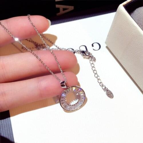 Modian Silver Simple Geometric Round Female Necklaces 100% 925 Sterling Silver Fashion Chain Necklaces For Women Girl Jewelry