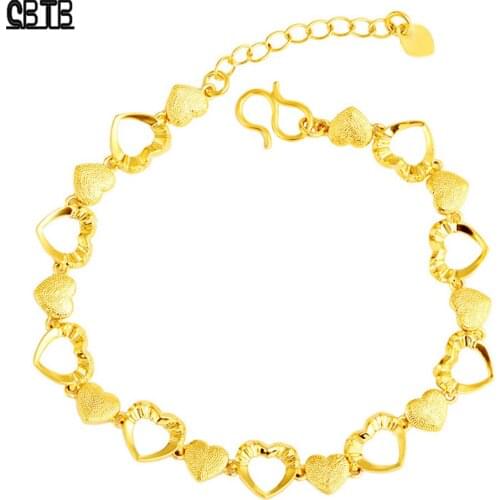 Fashion Retro Peach Heart Woman Charm Bracelet Muslim Luxury Gold Jewelry Bride Couple Friendship Bracelet Gift Wholesale