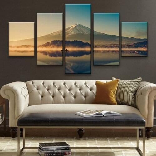 Wall Picture home decor lake view mountain Canvas painting Wall art print 5 panel scenery painting Pictures canvas wall art