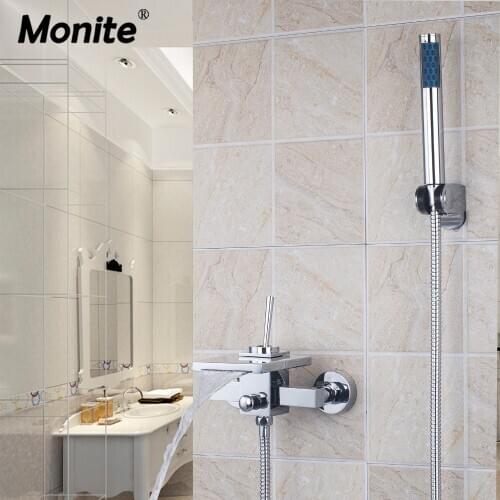 Wall Mounted Bathroom Faucet Bath Tub Mixer Tap With Hand Shower Head Shower Faucet