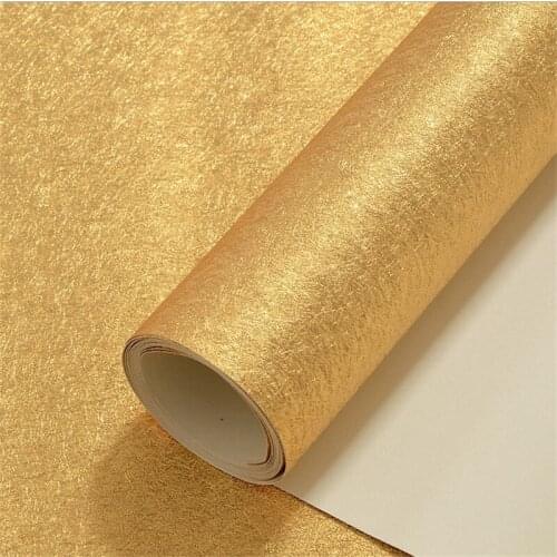 Beibehang Golden brushed gold foil wallpaper living room TV background wallpaper ceiling high-end hotel front desk wallpaper