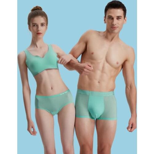 Couple Models 2021 New Mens Boxer Briefs Ice Silk Seamless Summer Thin Breathable Womens Briefs