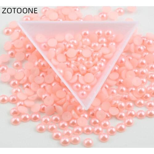 ZOTOONE ABS Plastic Rhinestone Half Round Pearl Bead Flatback DIY Rhinestone for Scrapbook Beads Nail Art Decoration Glue G