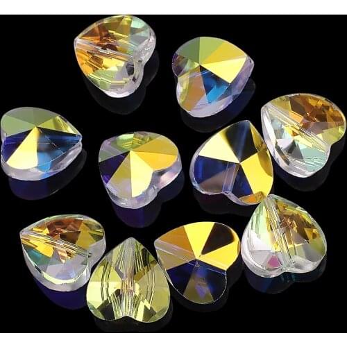 100Pcs 14mm Straight Hole Crystal Butterfly Pendant Shiny AB Austrian Glass Heart Star Beads Charms for Earrings Making DIY