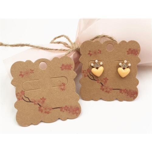 50pcs Fashion Kraft Paper Earring Cards 5x5cm Ear Studs Card Hang Tag Jewelry Display Earring Favor Prices Label Handmade Cards