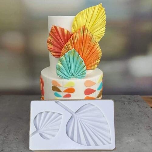 Fan Banana Leaf Cake Silicone Mold Fondant Chocolate Fondant Clay Soft Pottery Mould Cake Decorating Tool Baking Accessories