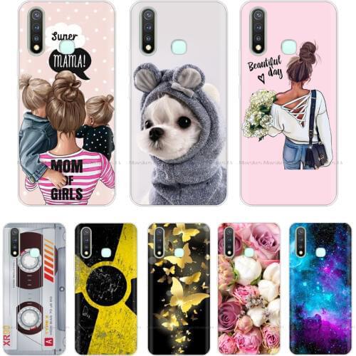 For vivo y19 case coque Silicon Soft TPU phone Cover on For VIVOY19 Vivo Y 19 Shell bumper full 360 Protective Bumper flower