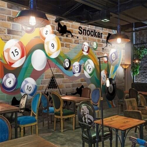 Modern Minimalist Retro Brick Wall Billiard Hall Background 3D Mural Wallpaper Snooker Billiard Industrial Decor Wall Paper 3D