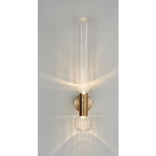 Modern Glass Living room Wall lamp Bedroom Restaurant Wall light Surface Mount 2 LED Bulb Gold Metal Sconce Loft Decoration