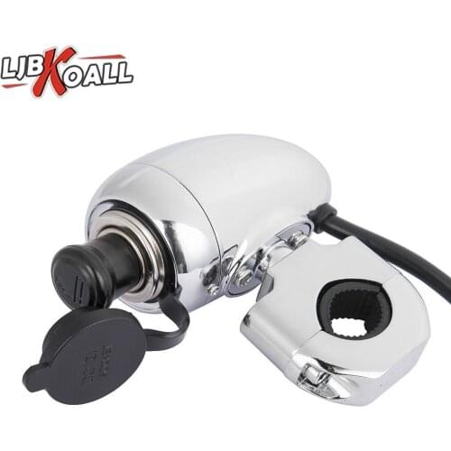 1" 7/8" Universal Motorcycle Metal Handlebar Chrome ATV Dirt Bike Charger Cigarette GPS Lighter with Waterproof Cover Hot Sale