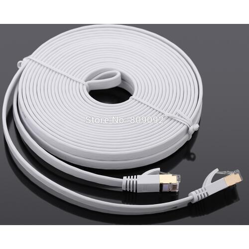 High Speed 10Gbps Cat7 SSTP RJ45 Network Flat Shielded Twisted Pair LAN Cable Internet Network Cable with Plated Connector