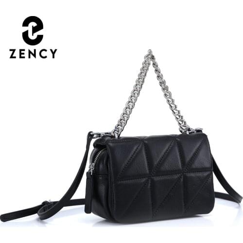 Zency 2021 New Summer Luxury Genuine Leather Chain Womens Handbag Diamond Shoulder Bag For Ladies Fashion Crossbody Simple Flap